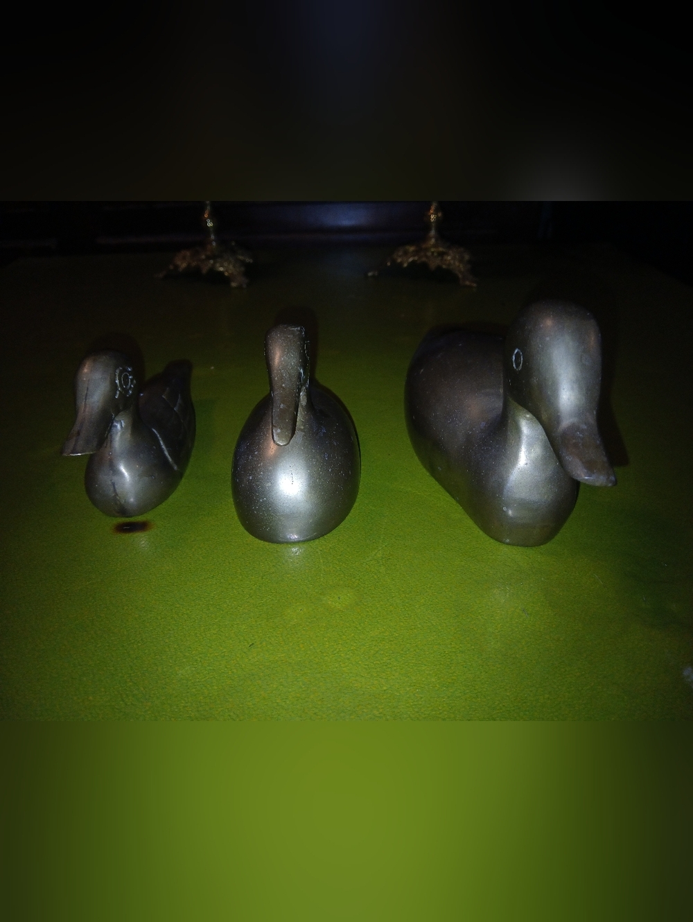 VINTAGE.. Set Of 3 BRASS DUCKS.